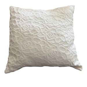 PiuBell White Cotton Embroidered Throw Pillow Euro Cover, Set Of Two